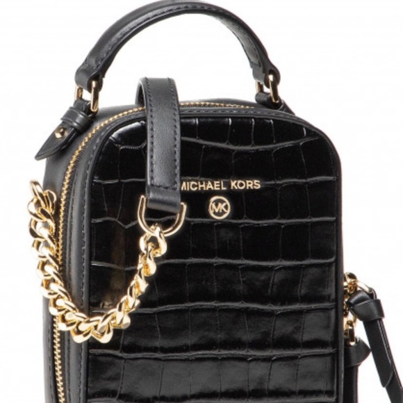 MICHAEL MICHAEL KORS Crossbody Small Handbag Black Genuine Leather AUTHENTIC New - Picture 6 of 10